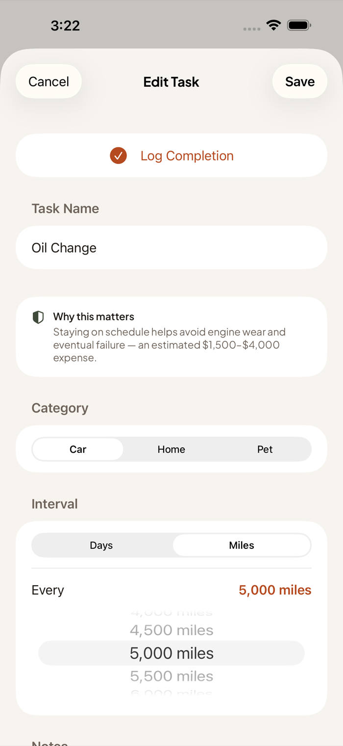 Task detail explaining why staying on schedule matters and the cost it avoids
